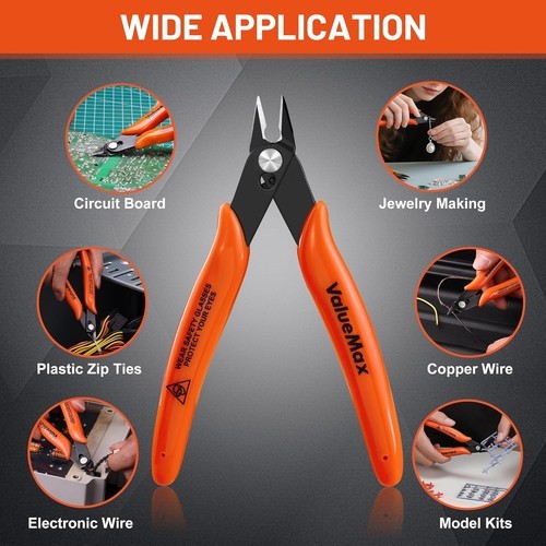 ValueMax 12-Pack Flush Cutters 5" Micro Precision Side Cutter Pliers Spring New