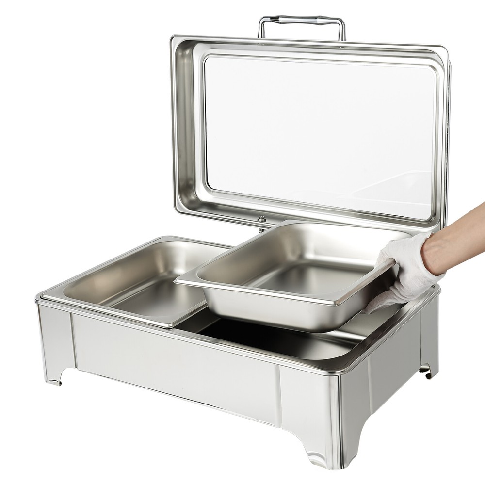 Commercial Chafing Dish Buffet Set Noiseless 9.5qt Stainless Chaffing Server Set