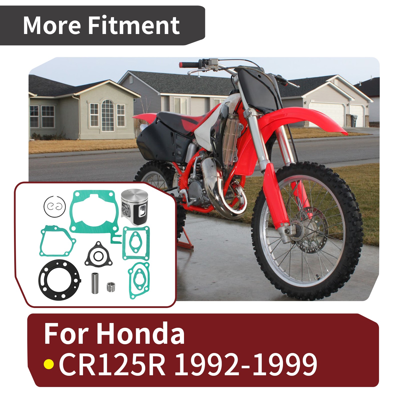 Top End Rebuild Kit 54mm Size B Piston For Honda CR125R 1992-1999 13110-KZ4-505