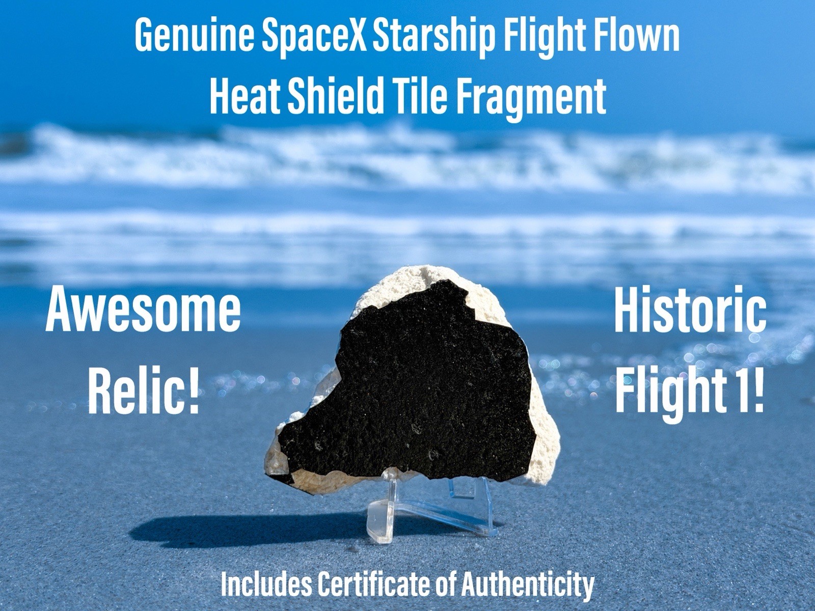 SpaceX Starship Tile Fragment Edge Section Historic Flight 1 Flown Relic!
