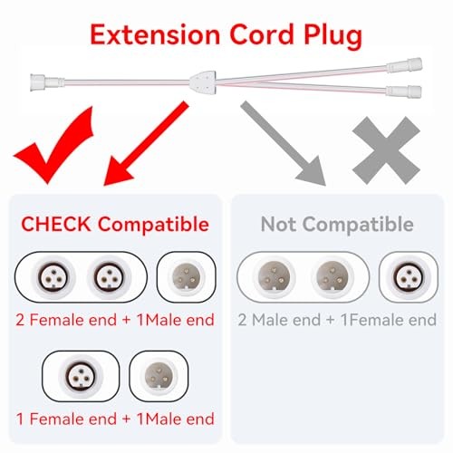 Y-Splitter for Gov-e Permanent Outdoor Lights Pro,1FT Y-Shaped Extension Cable