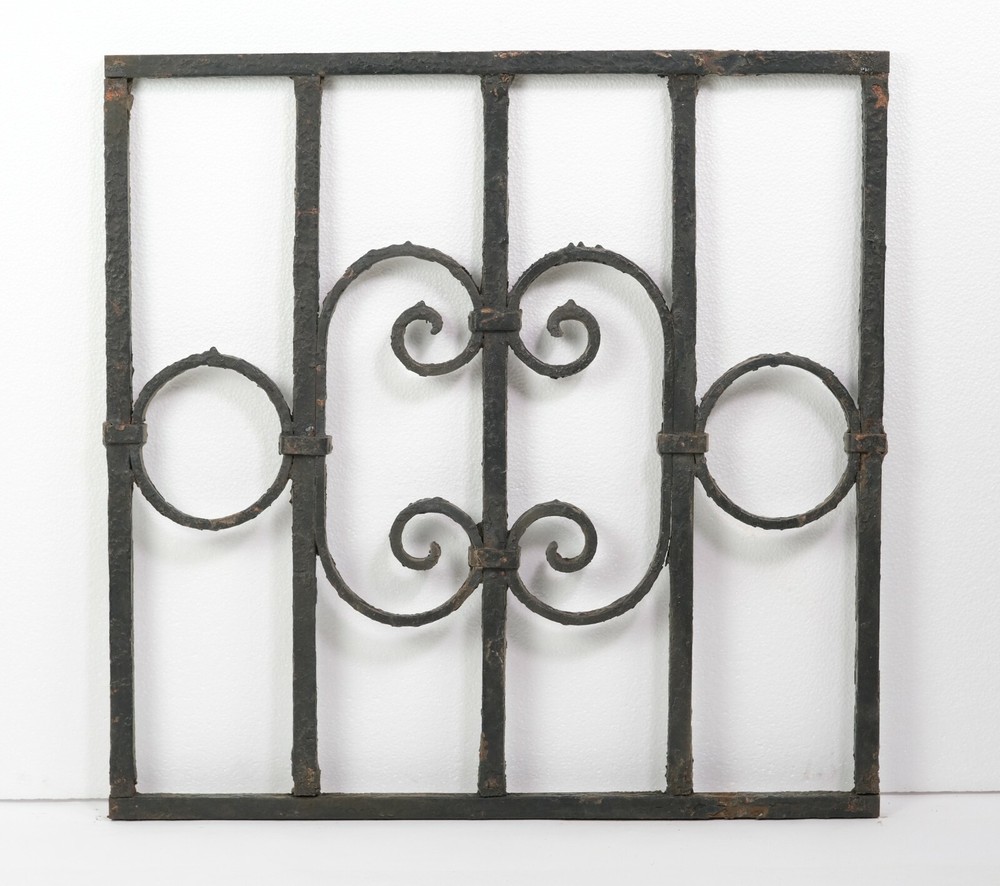 1900s Black Square Wrought Iron Panel