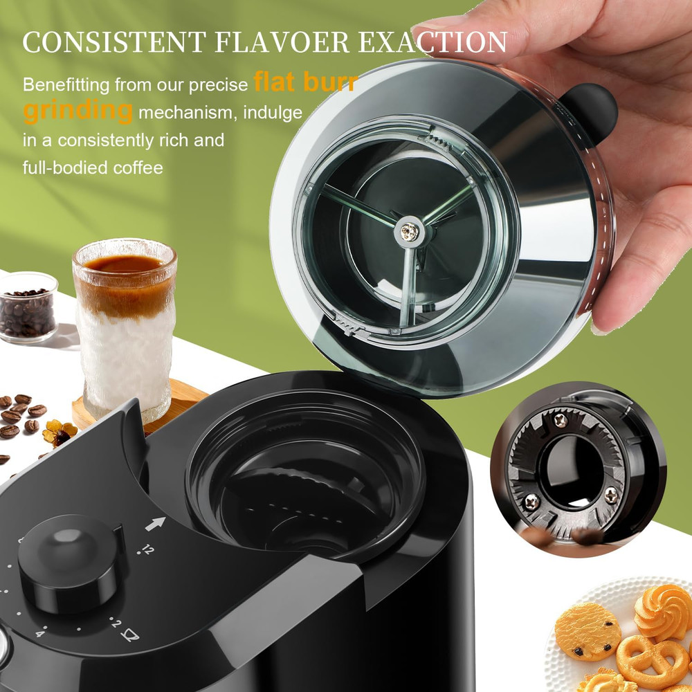 Electric Burr Coffee Grinder - Adjustable with 28 Precise Grind Settings for 12