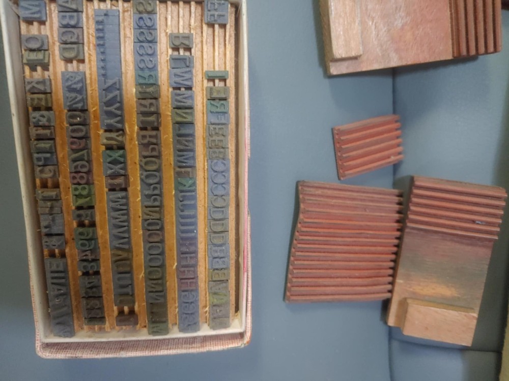 Rubber printing stamps and roller vintage