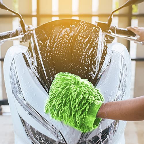 6 Pcs Microfiber Dusting Mitt Gloves Microfiber Washable Navy Blue, Green