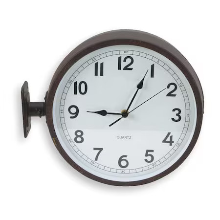 11-5/8" Analog Quartz Double Sided Wall Clock, Black, 2Chy5