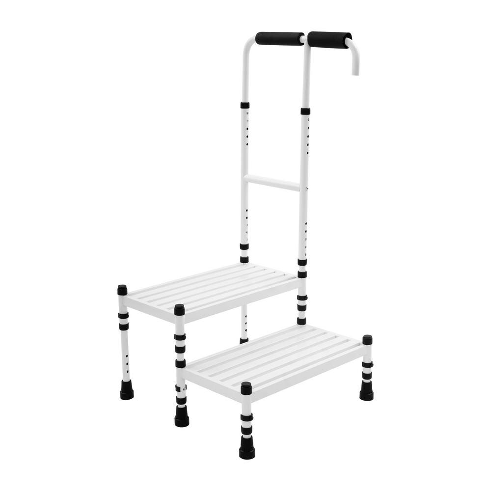 Double Step Stool With Adjustable Handle, Anti Slide Step Gap 21 Inches Long