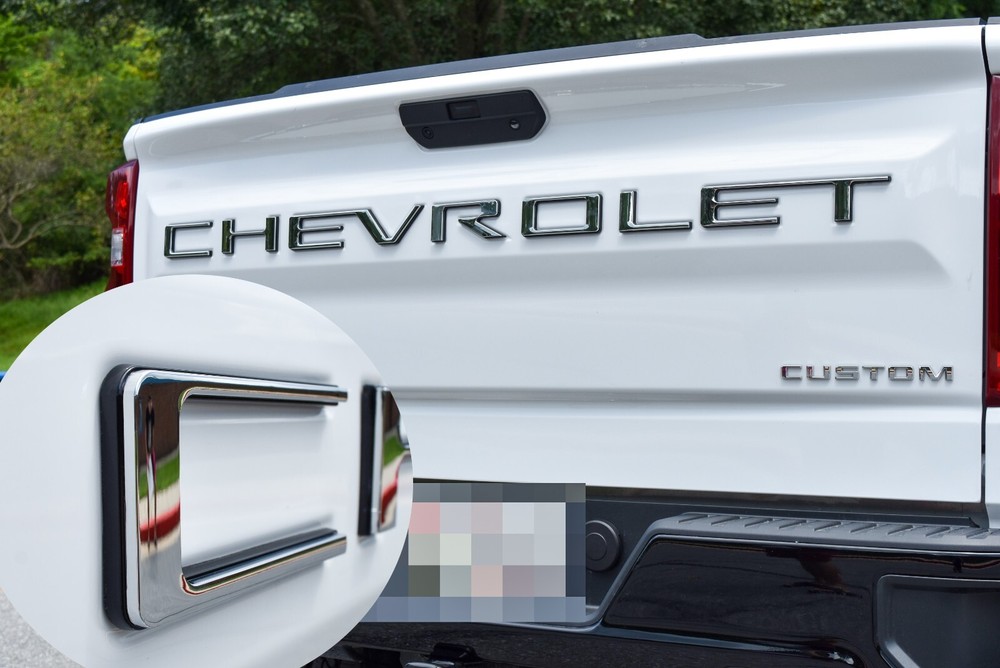 0.3in Chrome Black RAISED TAILGATE LETTERS FOR 2019-26 CHEVROLET SILVERADO