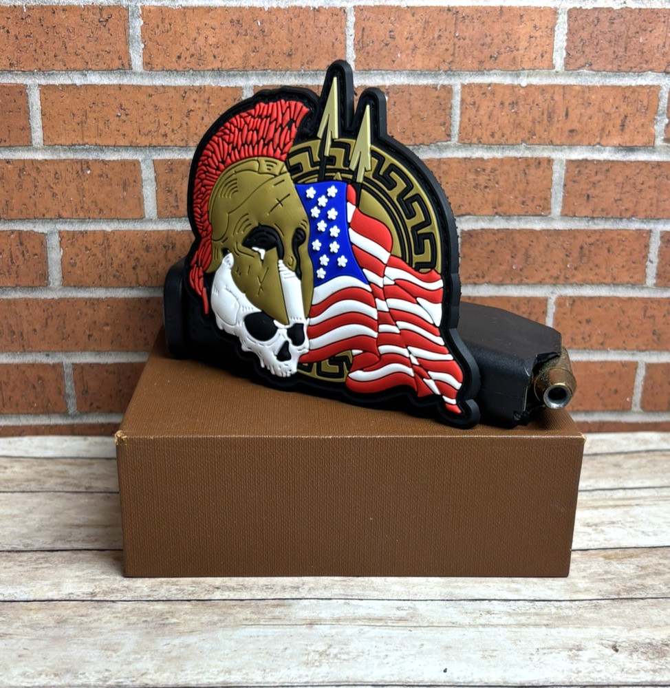 Tactical PVC Patch - Morale Skull Spartan Flag Patch - Skull Punisher Patch