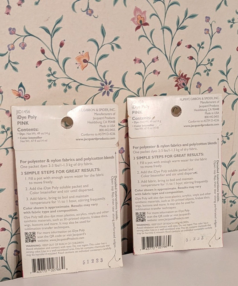 2 Packets, IDye Fabric Dye Pink