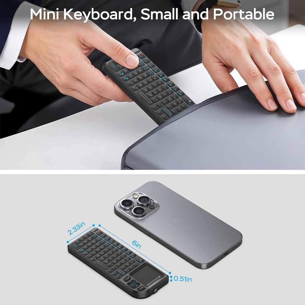 Mini Keyboard with Touchpad, Mini Bluetooth Keyboard, 2.4G Ultra-Thin Handhel...
