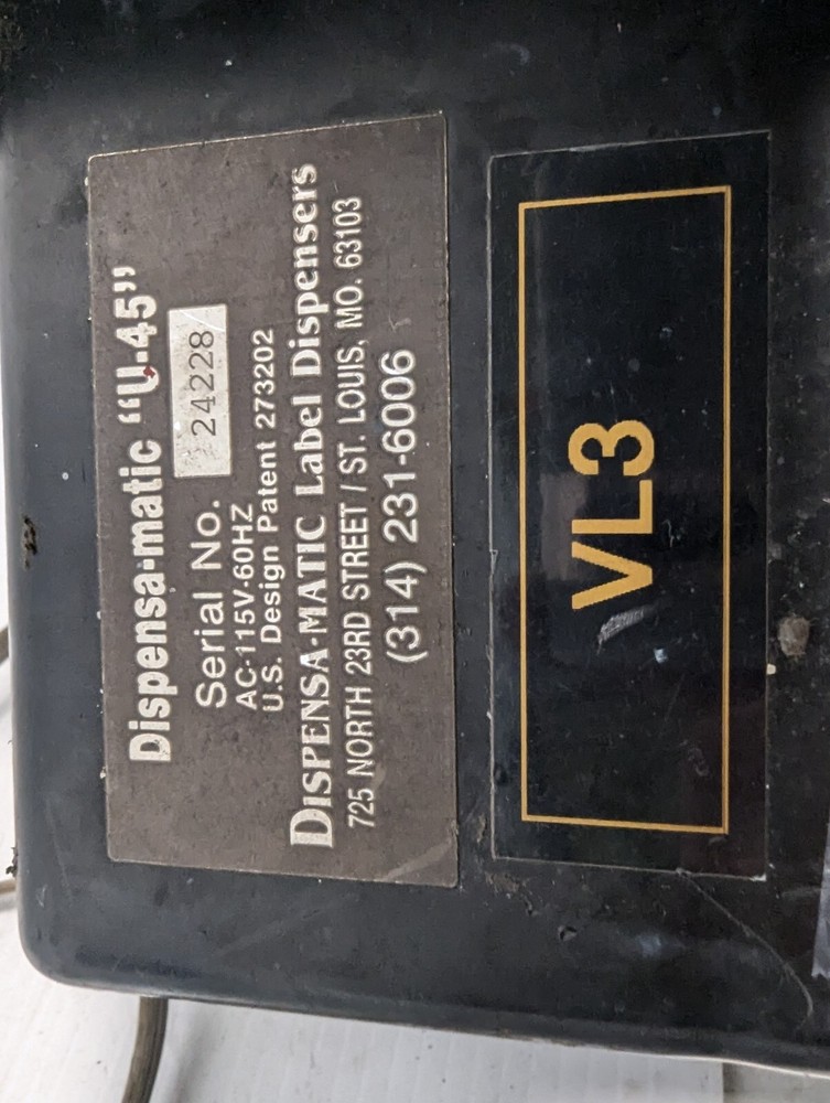 Dispensa-Matic U-45 Automatic Label Dispenser+Returns