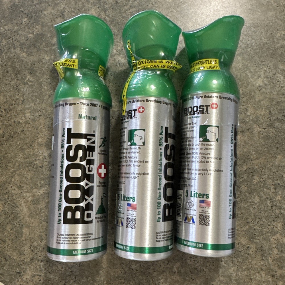 Boost Oxygen - Natural, Medium Size - 5 Liters - NEW 3 Cans
