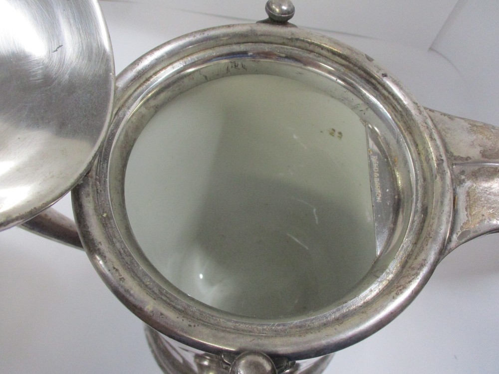 REED & BARTON SILVER PLATE TILTING TIPPING PITCHER Dated May 13, 1878
