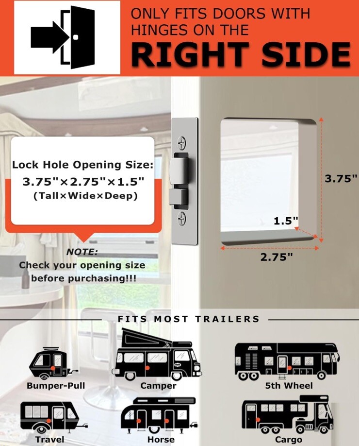 RV Door Lock Replacement, RV Lock Keyless Entry w/Remote Fob Controller