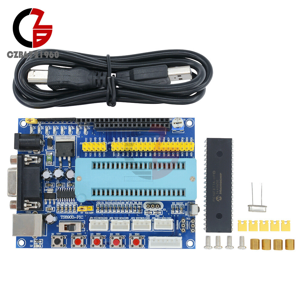 PIC16F877A PIC Microcontroller Development Board USB 12V DC Power ICSP Interface