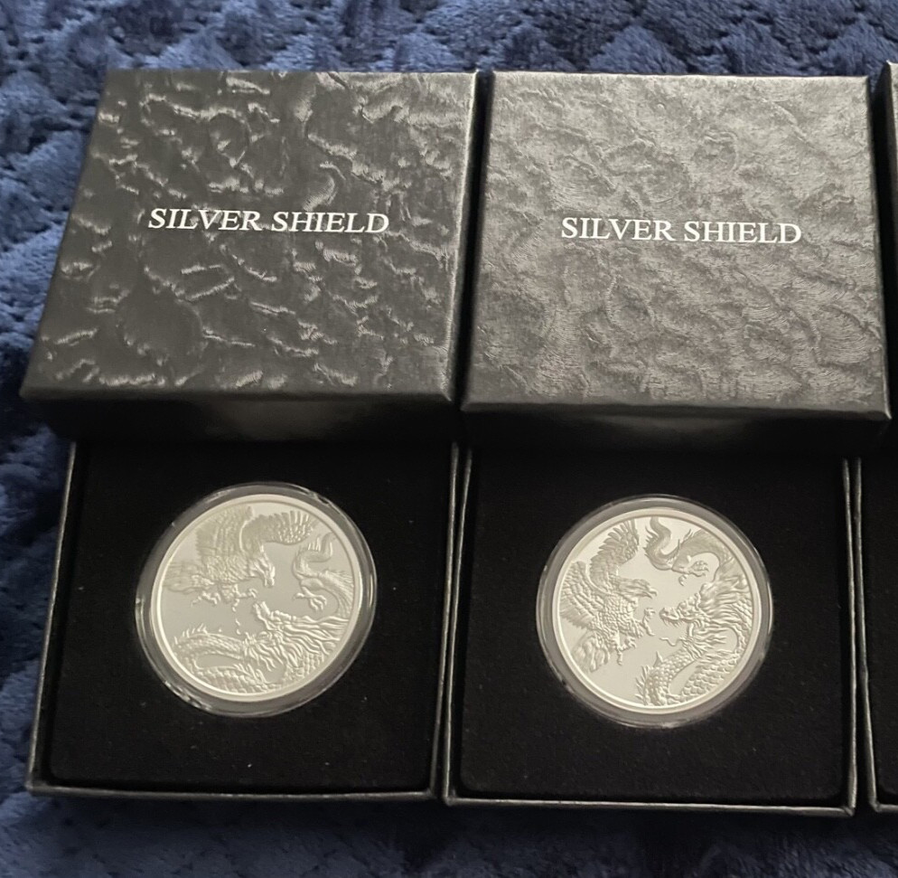 2025 Trade War - 1 oz Silver Shield, Eagle vs Dragon #213, Orientation error