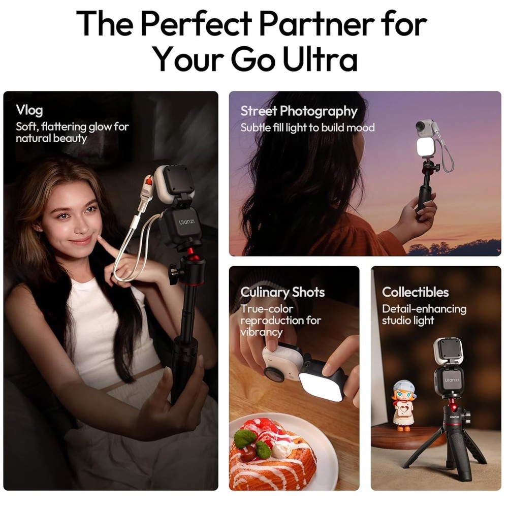 Compact 3-Level Brightness LED Fill Light for Insta360