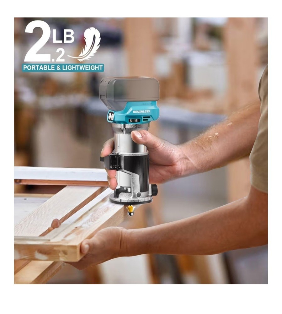 Cordless Compact Router Compatible with Makita Battery (Bare Tool), 6 Variable