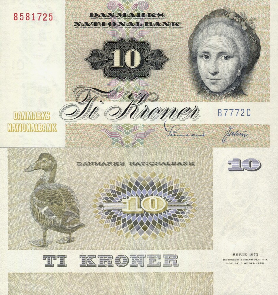 Denmark 1972 (1977) - 10 Kroner - Pick 48g UNC Prefix B7