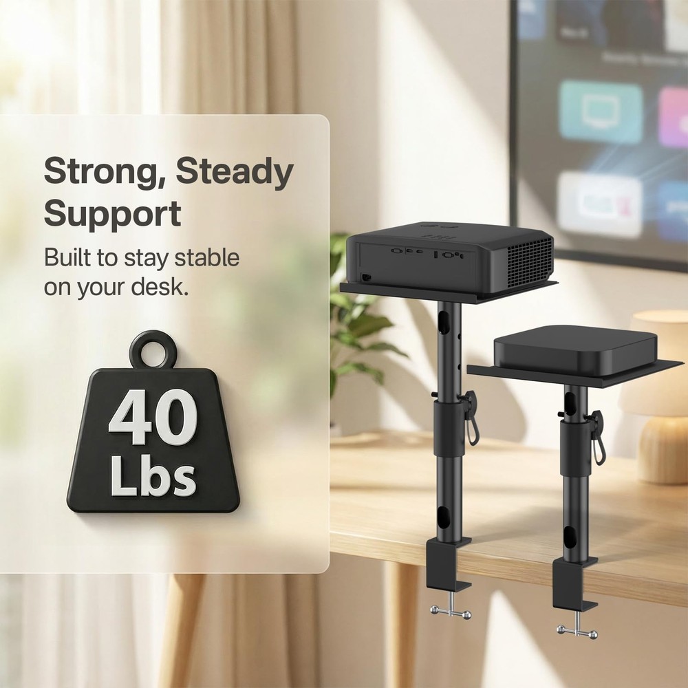 2-Pack Adjustable Clamp On Projector Stand Table, Heavy Duty 40 lbs Each, Dua...