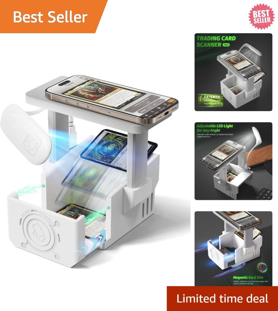 Lightweight App-Compatible Card Scanner with Magnetic Base & Superior Resolution