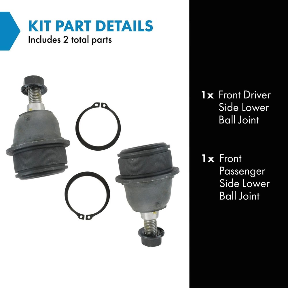 TRQ Front Lower Driver and Passenger Side Ball Joint Set Compatible with 2007...