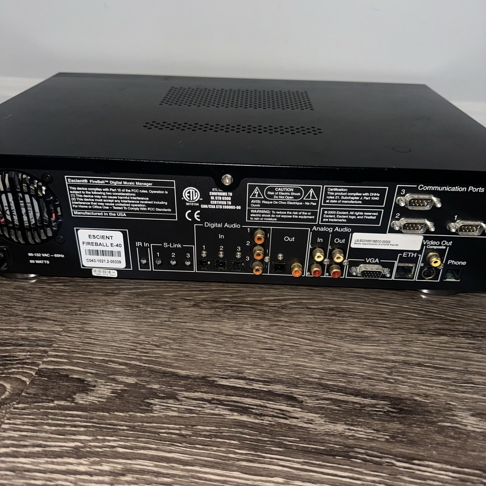 Escient Fireball E-40 Digital Music Manager No Cord