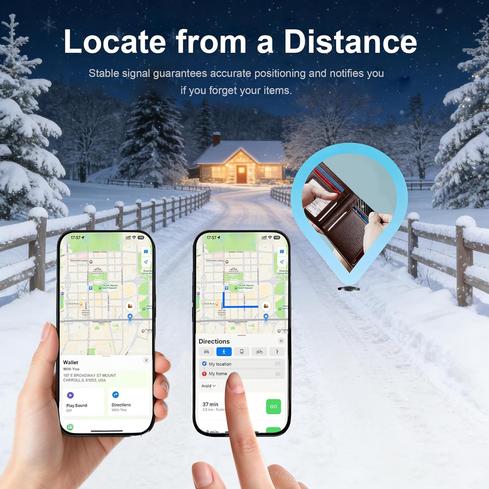 Wallet Tracker Card, Slim Rechargeable Bluetooth Item Locator, Smart Finder Comp