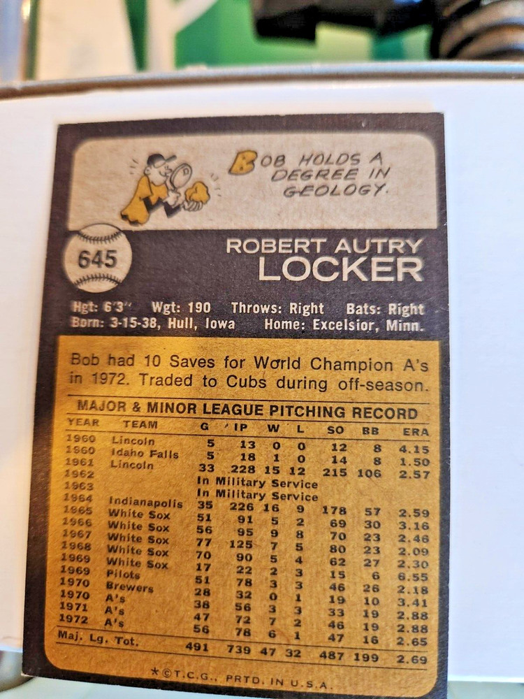 1973 #645 Bob Locker
