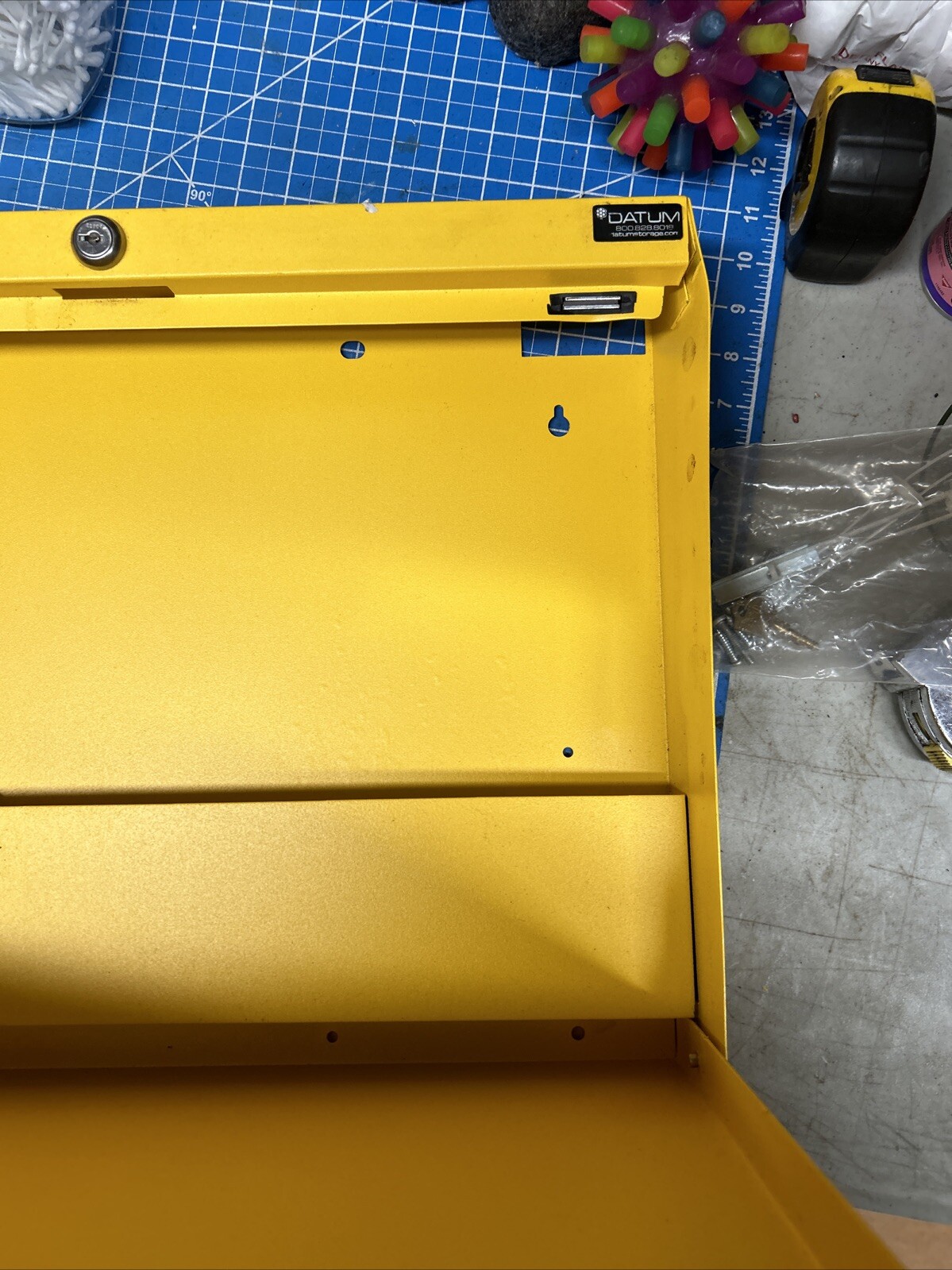 WALLWRITE WW-100SC-T93 Wall Mounted Desk, 20x13-1/2x3-3/8 In, Yellow with key