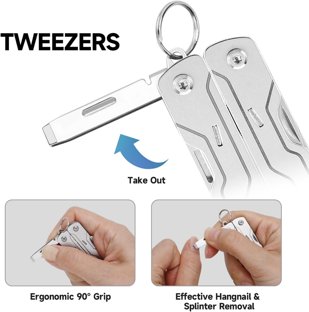 Micro Sailor Scissors S0, Mini Keychain Multitool with Serrated Scissors, 8-In-1