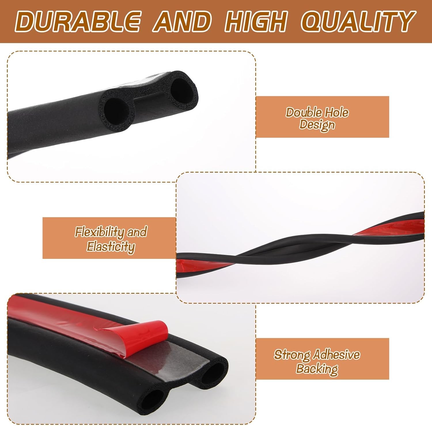 24.6 Ft Tonneau Cover Seal Strip, Universal Truck Bed Tailgate Seal Kit, Adhesiv