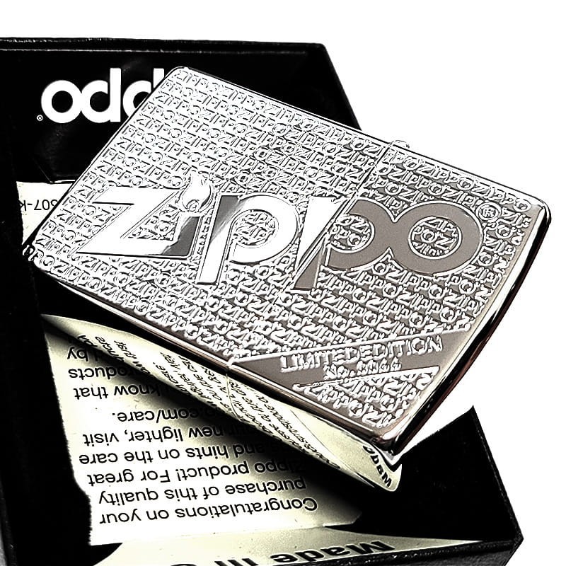 Zippo Logo Mirror Silver Etching One Sided Processing Lighter Regular Japan