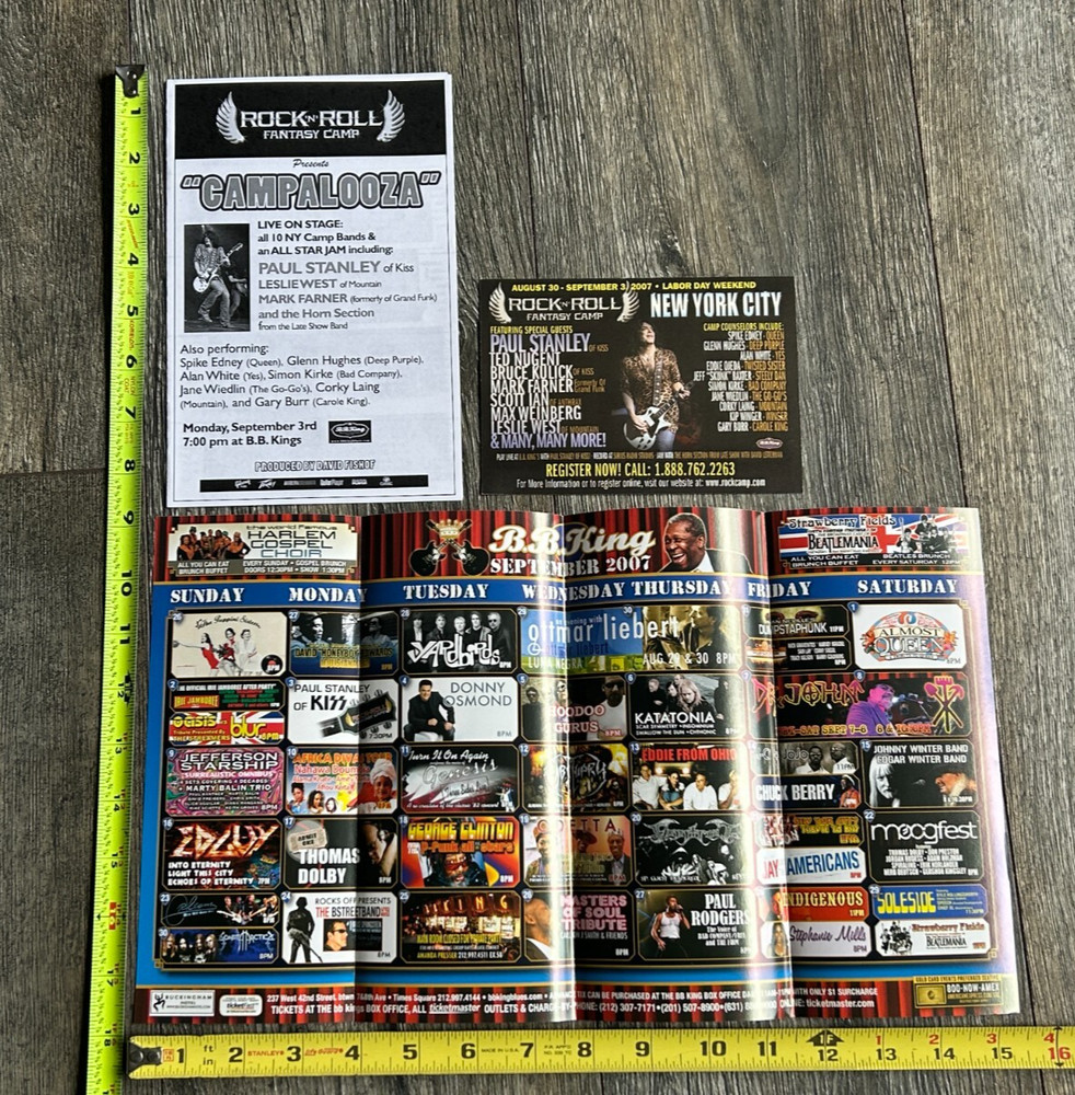 KISS Concert Ad Advert PAUL STANLEY Rock n Roll Fantasy Camp NYC 2007 3pc Lot