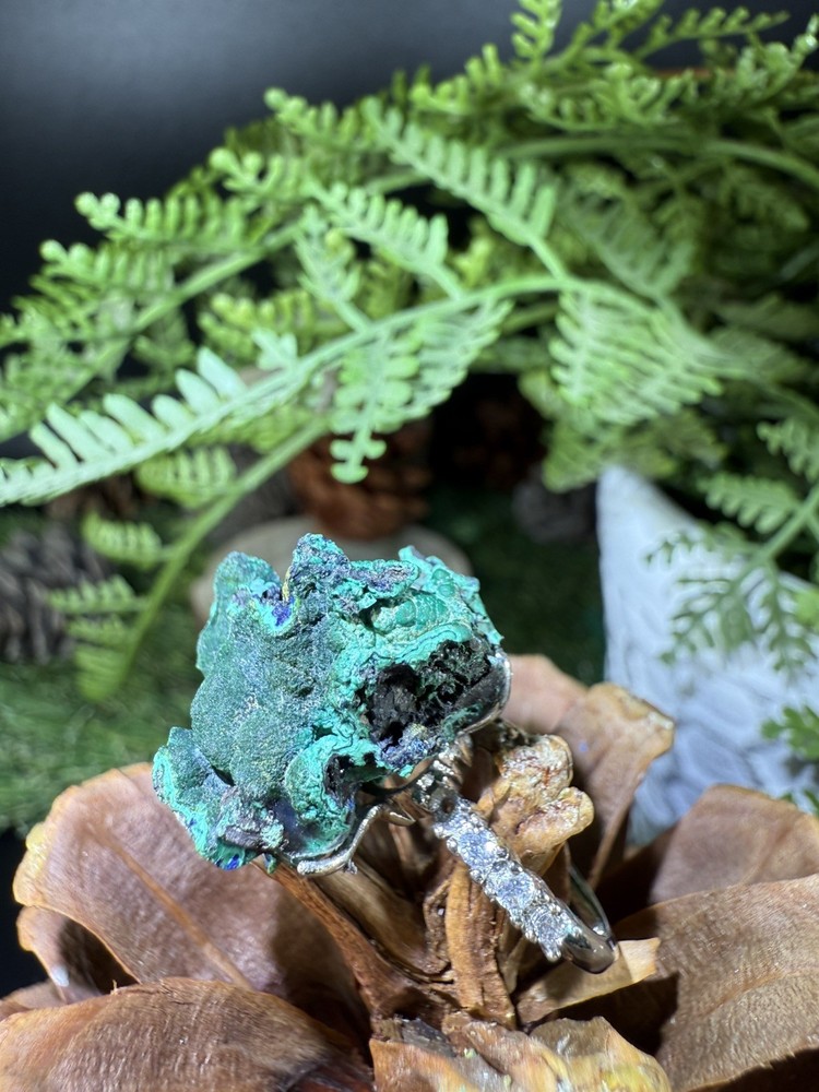 Malachite Ring Jewelry, Unique handmade crystal ring，Adjustable Ring