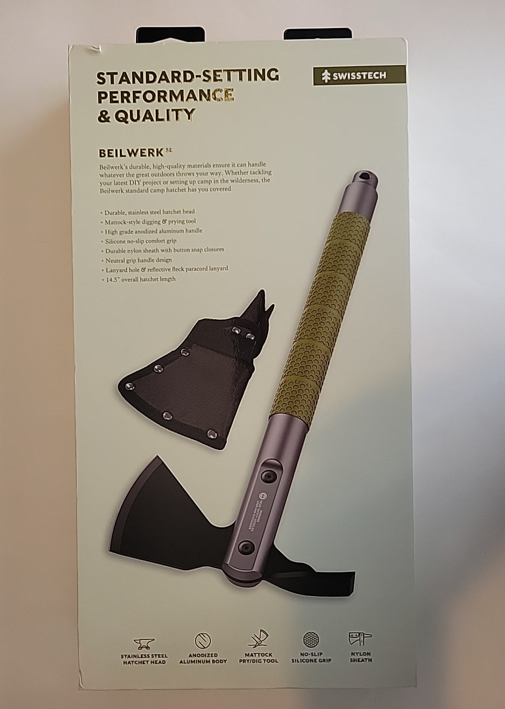 Swiss Tech Beilwerk Camping Hatchet Stainless Steel Head, Aluminum Body Pry Tool