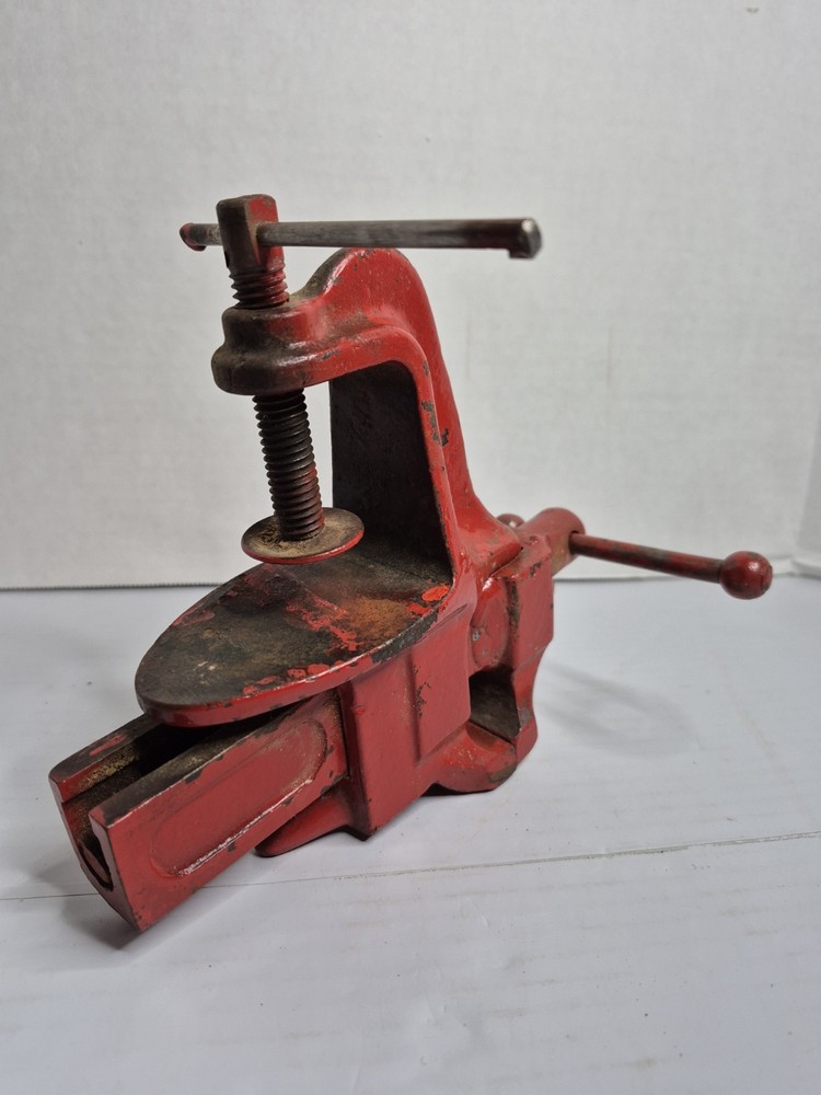 Vintage Red Bench Table Vise 8"×6" Working Condition