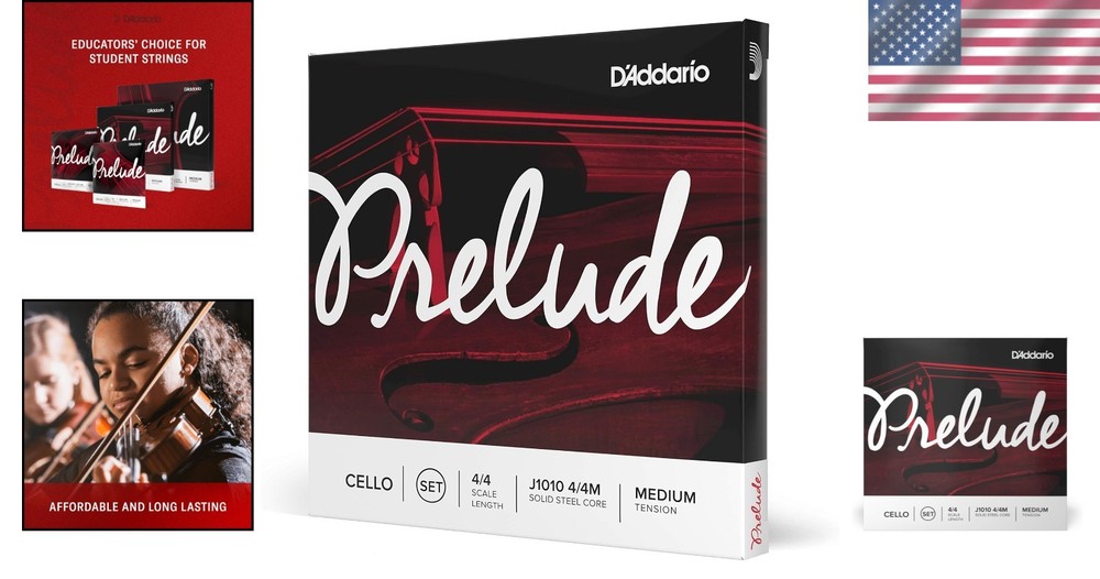 Cello Strings Solid Steel Medium Tension Full Set for 4/4 Size Beginners