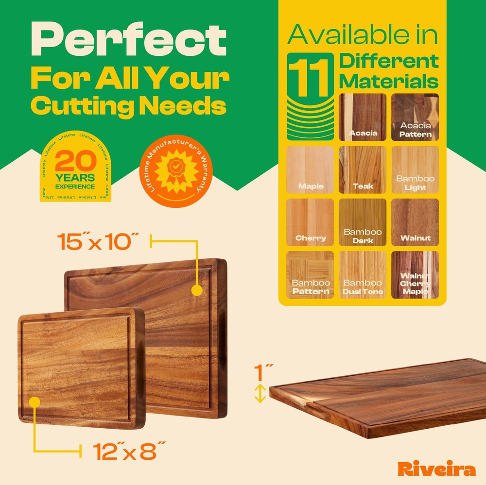 Walnut Wood Cutting Board – Versatile And Durable: Set Of 2 Pcs Rectangular W...