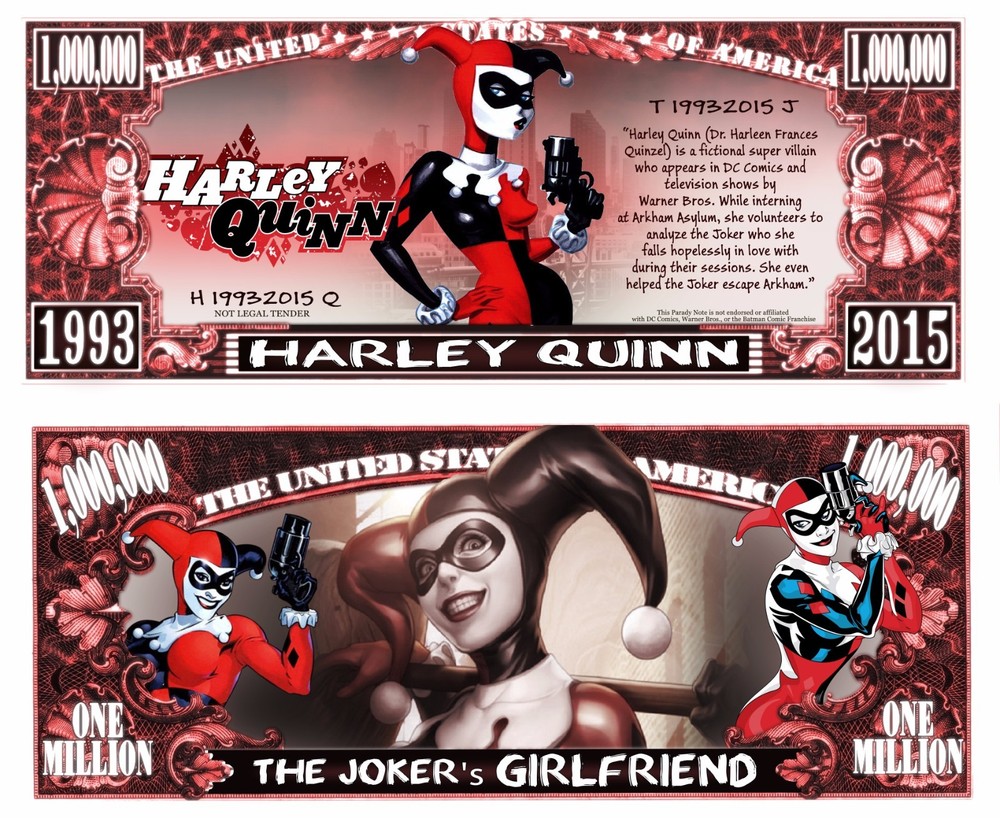 OUR HARLEY QUINN DOLLAR BILL (2 Bills)