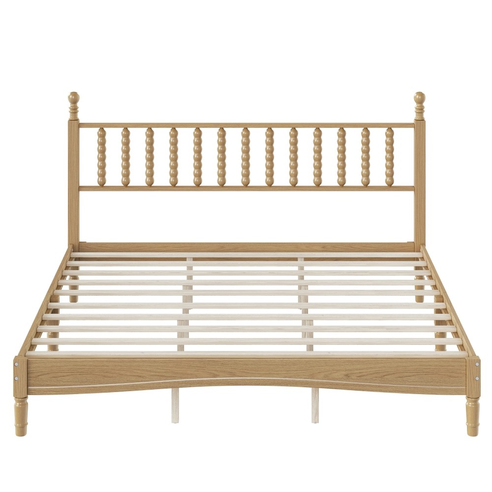 King Platform Bed Retro Frame With Gourd Headboard No Box Spring