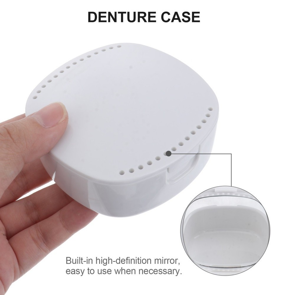 Mirror Denture Case Container Accessories Storage