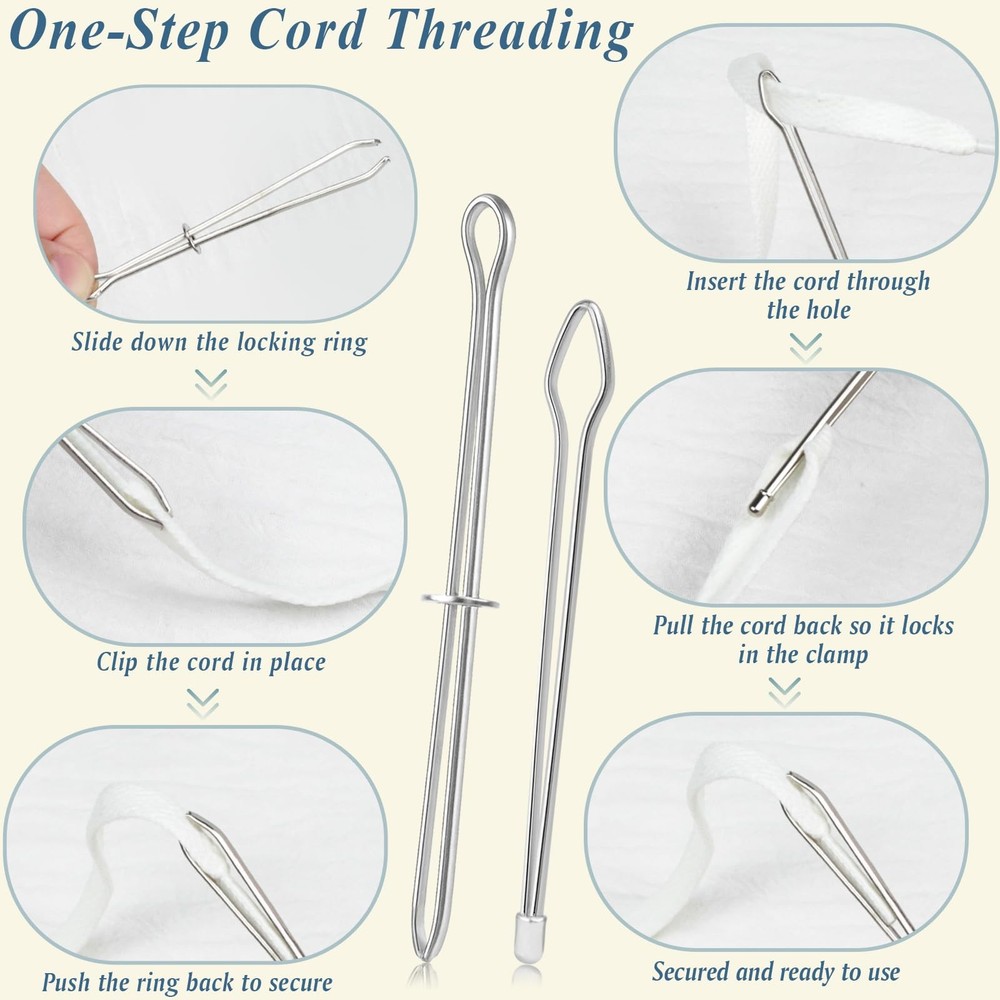 6 Pcs Flexible Drawstring Threader and Loop Turner Sewing Kit for Jackets Coats