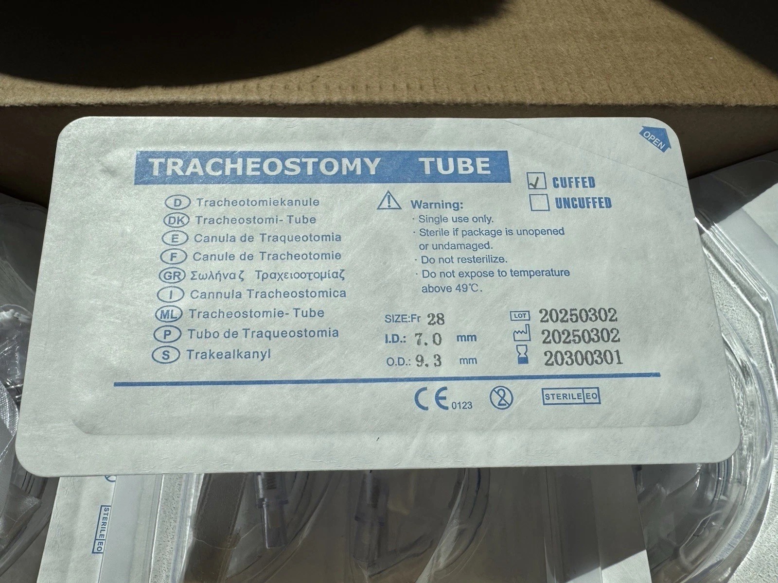 10-Pack – Size 7.0mm Cuffed Tracheostomy Tubes with Disposable Inner Cannula (St