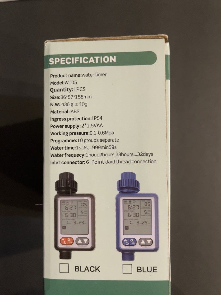 WT05 Automatic Water Timer IP54 Rain Sensor & Child-Lock – 1‑Zone, 10 Programs