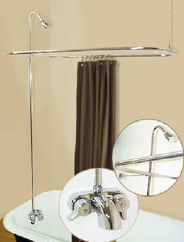 ADD ON SHOWER W/CURTAIN BAR FOR CLAWFOOT TUB ON LEGS WITH HEAVY DUTY FAUCET