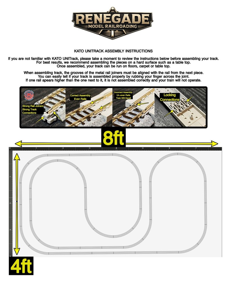 Kato N Scale Unitrack 4x8 3 Ring Layout Set + Digitrax DCS52 DCC
