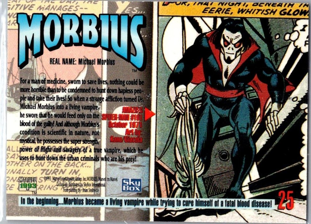 💥 1993 SkyBox Marvel Masterpieces #25 Morbius