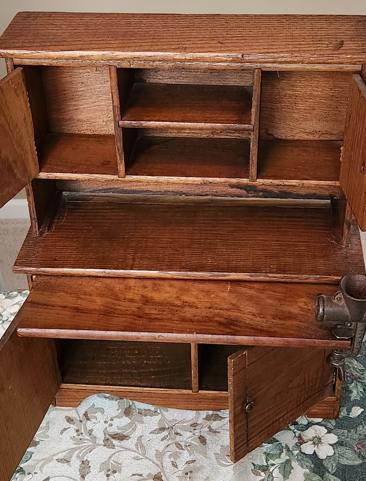 Hoosier Cabinet, Child, Salesman, Bakers Kitchen Work Station, Oak, c1900 18"t